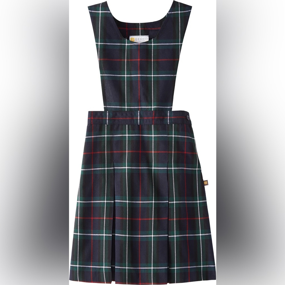 Dennis Uniform Bib Front Box Pleat Jumper - Kemper Plaid, G3
